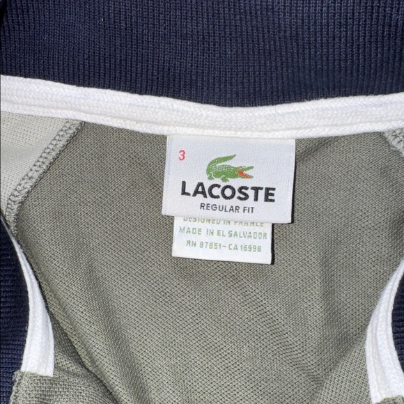 MAKE OFFER! Lacoste Men's Two-Tone Green Polo Basebally style Men's sz 3 or Sm - Picture 5 of 8